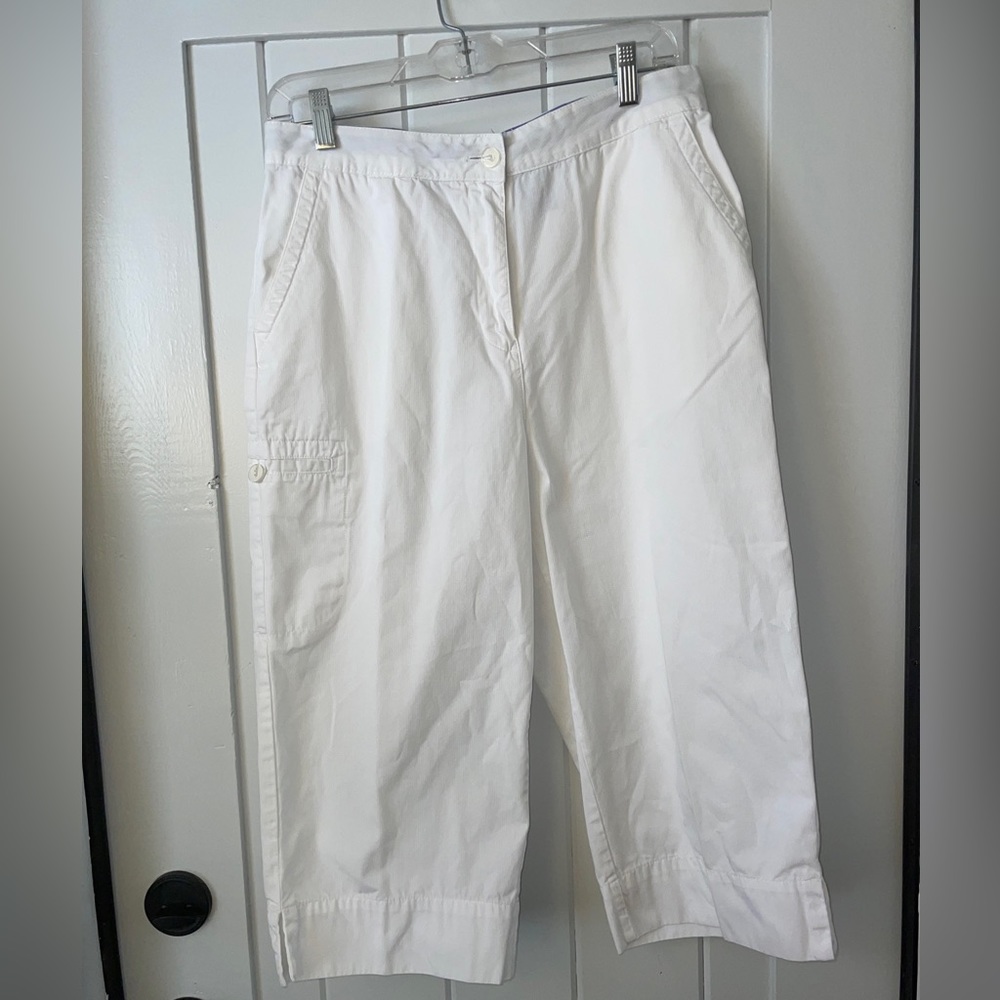 White Cargo Cropped Pants Bill Blass Size 10
